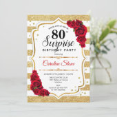 Invitation Surprise 80e anniversaire - Gold White Red (Debout devant)