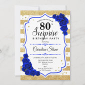Invitation Surprise 80e anniversaire - Gold White Royal Blue (Devant)