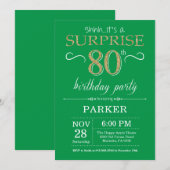 Invitation surprise 80e anniversaire Green and Gol (Devant / Derrière)