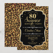 Invitation Surprise 80e anniversaire - Leopard Black Gold (Devant / Derrière)