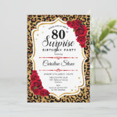 Invitation Surprise 80e anniversaire - Leopard Gold Blanc Rou (Debout devant)