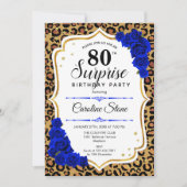 Invitation Surprise 80e anniversaire - Leopard Gold Royal Blu (Devant)