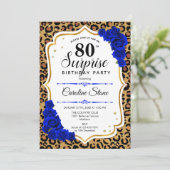 Invitation Surprise 80e anniversaire - Leopard Gold Royal Blu (Debout devant)