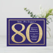 Invitation Surprise 80e anniversaire Marine Blue and Gold Par (Debout devant)