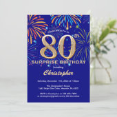 Invitation Surprise 80e anniversaire Marine Blue & Gold Firew (Debout devant)