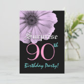 Invitation SURPRISE 80e anniversaire Modèle Purple Daisy (Debout devant)