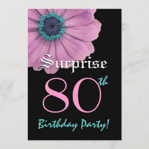 Invitation SURPRISE 80e anniversaire Modèle rose Daisy