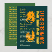 Invitation SURPRISE 80e Anniversaire moderne Vert Or W088 (Devant / Derrière)