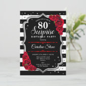 Invitation Surprise 80e anniversaire - Noir Blanc Rouge (Debout devant)
