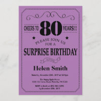 Surprise 80e anniversaire Noir et pourpre