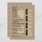 Invitation SURPRISE 80e anniversaire Numéros verticaux modern (Devant / Derrière)