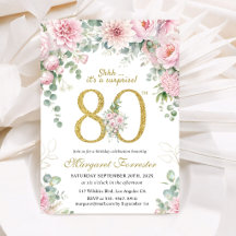 Surprise 80e anniversaire paillettes or floral ros