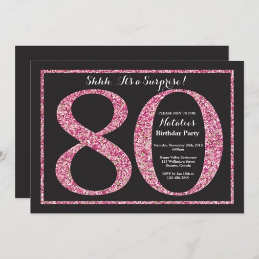 Invitation surprise 80e anniversaire Parties scint (Devant / Derrière)