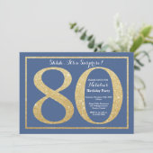 Invitation Surprise 80e anniversaire Parties scintillant bleu (Debout devant)