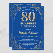 Invitation Surprise 80e anniversaire Parties scintillant bleu (Devant / Derrière)
