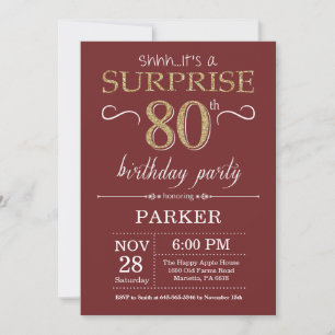 Invitation Surprise 80e anniversaire Parties scintillant de B
