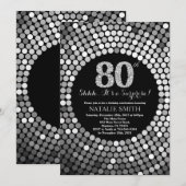 Invitation Surprise 80e anniversaire Parties scintillant noir (Devant / Derrière)