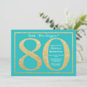 Invitation Surprise 80e anniversaire Parties scintillant Turq (Debout devant)