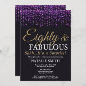 Invitation Surprise 80e anniversaire Parties scintillant viol (Devant / Derrière)