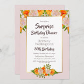 Invitation Surprise 80e anniversaire Pink Orange Gold (Devant / Derrière)