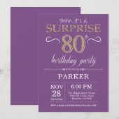 Invitation surprise 80e anniversaire Purple and Go (Devant / Derrière)