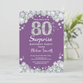 Invitation Surprise 80e anniversaire Purple et Silver Diamond (Debout devant)