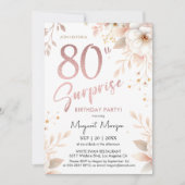 Invitation Surprise 80e anniversaire Rose de fête Gold Girl F (Devant)