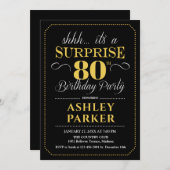 Invitation Surprise 80e fête d'anniversaire - Black Gold (Devant / Derrière)