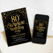 Invitation Surprise 80e fête d'anniversaire - Black & Gold