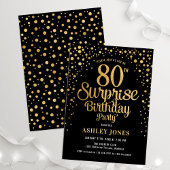 Invitation Surprise 80e fête d'anniversaire - Black & Gold