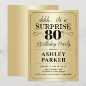 Invitation Surprise 80e fête d'anniversaire - Gold (Devant / Derrière)
