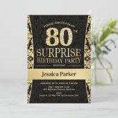 Invitation Surprise 80e fête d'anniversaire - Gold Black (Debout devant)
