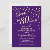 Invitation Surprise 80e fête d'anniversaire - Gold Purple (Devant)