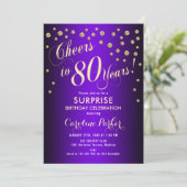 Invitation Surprise 80e fête d'anniversaire - Gold Purple (Debout devant)