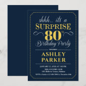 Invitation Surprise 80e fête d'anniversaire - Marine Gold (Devant / Derrière)