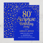 Invitation Surprise 80e fête d'anniversaire - Royal Blue & Go (Devant / Derrière)