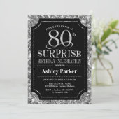 Invitation Surprise 80e fête d'anniversaire - Silver Black (Debout devant)