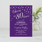 Invitation Surprise 80e fête d'anniversaire - Silver Purple (Debout devant)