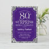 Invitation Surprise 80e fête d'anniversaire - Silver Purple (Debout devant)