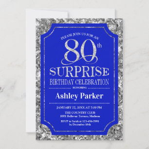 Invitation Surprise 80e fête d'anniversaire - Silver Royal Bl