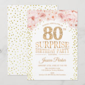 Invitation Surprise 80e fête d'anniversaire - White Gold Pink (Devant / Derrière)