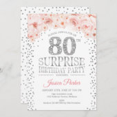 Invitation Surprise 80e fête d'anniversaire - White Silver Pi (Devant / Derrière)