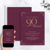 Invitation Surprise 90 & Fabuleux Anniversaire Bourgogne & Or