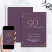 Invitation Surprise 90 & Fabuleux Anniversaire Purple & Or