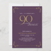 Invitation Surprise 90 & Fabuleux Anniversaire Purple & Or (Devant)