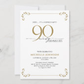 Invitation Surprise 90 & Fabuleux Black & Gold Birthday Invit (Devant)