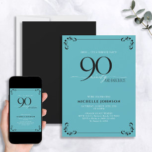 Invitation Surprise 90 & Fabuleux Turquoise & Noir Anniversai