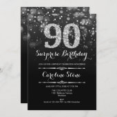 Invitation Surprise 90e anniversaire - Argent noir (Devant / Derrière)