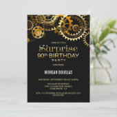 Invitation Surprise 90e anniversaire Black Gold Steampunk (Debout devant)