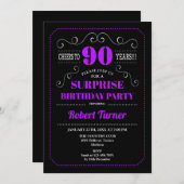 Invitation Surprise 90e anniversaire - Black Purple (Devant / Derrière)